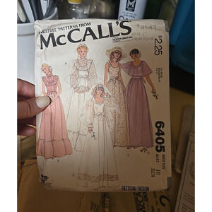 Vtg McCall's 6405 Womans Bridal Wedding Prairie Dress Sewing Uncut Pattern 10